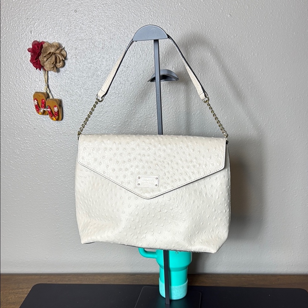 Kate Spade Cream Ostrich Shoulder Bag with Textured Design